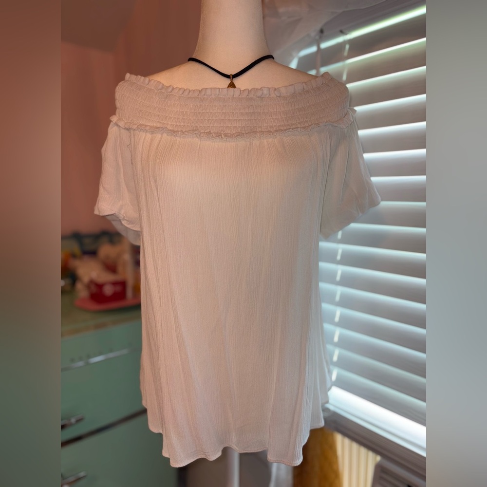 Saks Fifth Avenue Off-Shoulder Cream Blouse